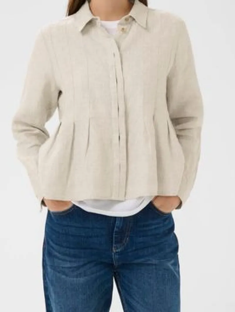 Linen Collared Long Sleeve Shirt Jacket
