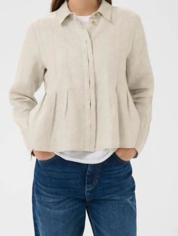 Linen Collared Long Sleeve Shirt Jacket