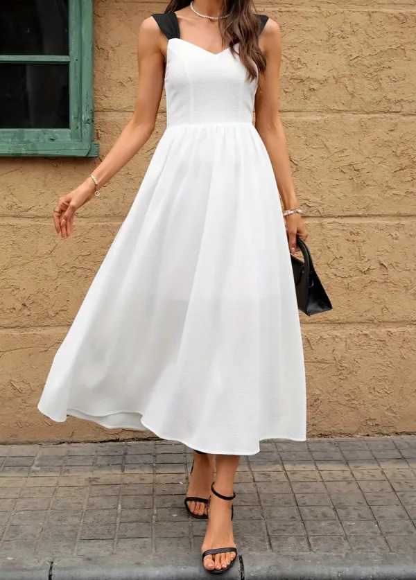 Sweetheart Strap Neck Midi Dress