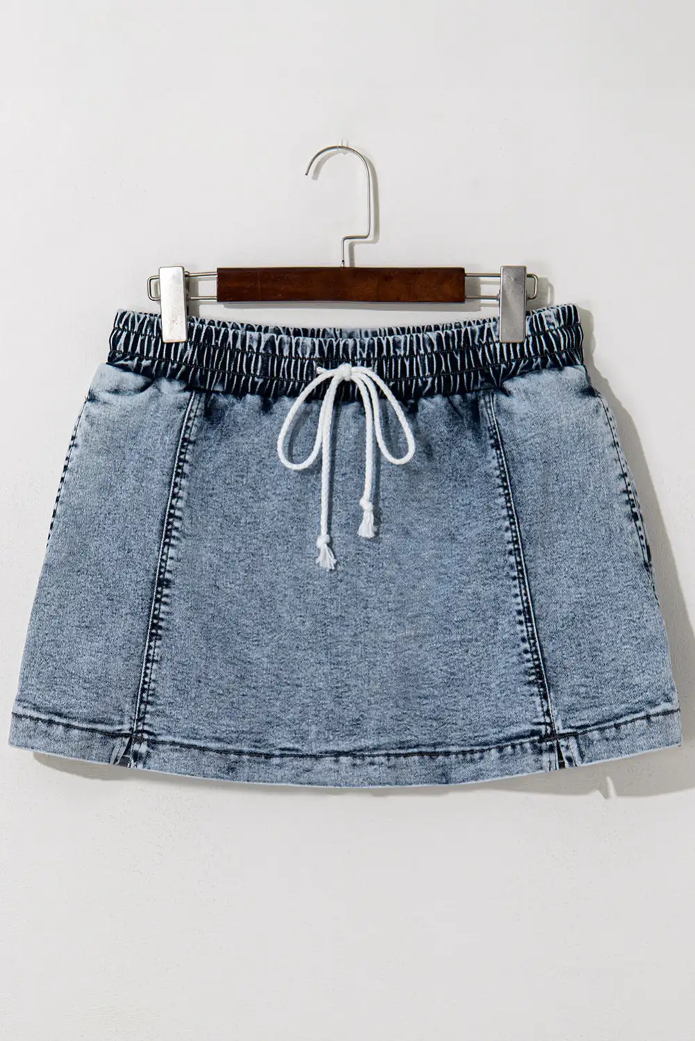 Everyday Drawstring High Waist Pocketed Denim Shorts