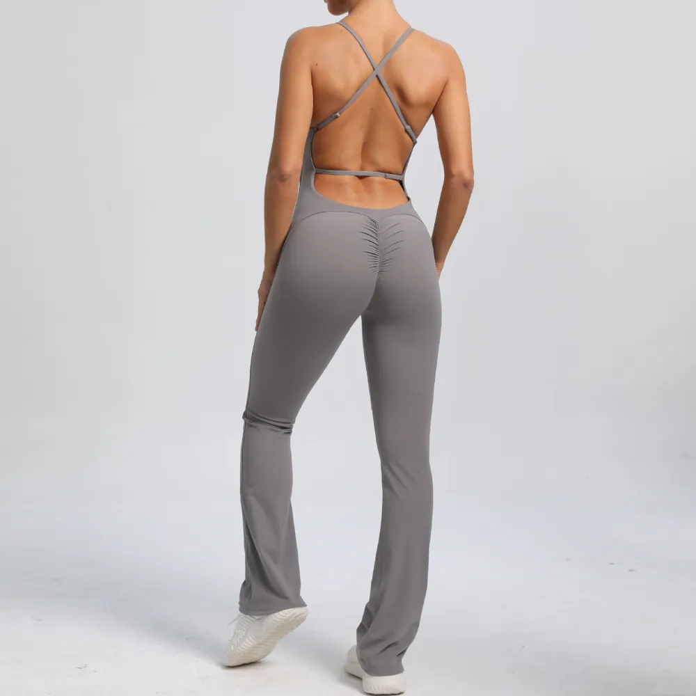 Adjustable Strap Beauty Back Onesie Peach Butt Exercise Bodysuit Micro Yoga Onesie