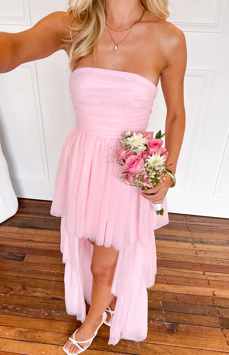 Strapless Frills Flowy Maxi Dress