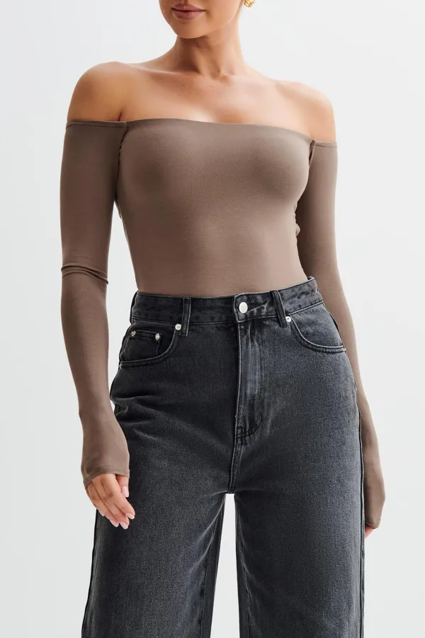 Off Shoulder Long Sleeve Bodysuit