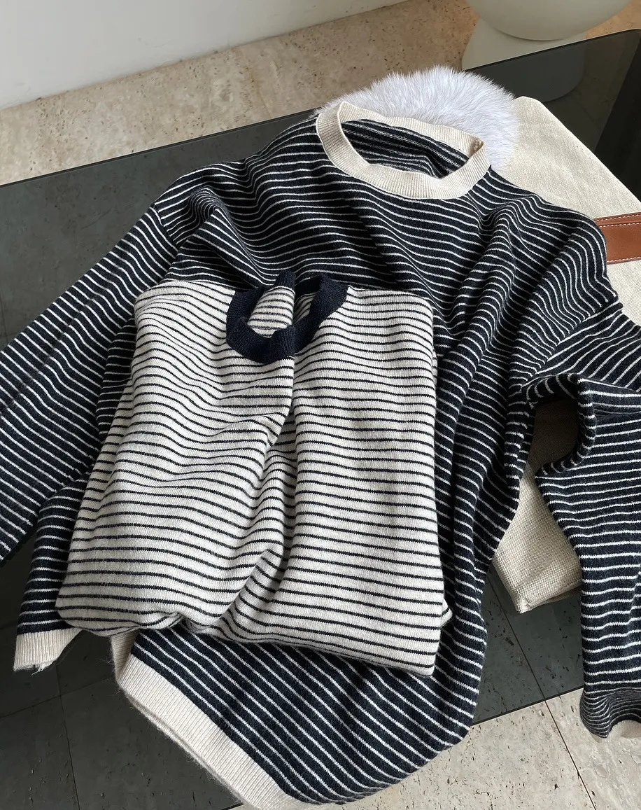 Retro Loose Striped Knitted Sweater