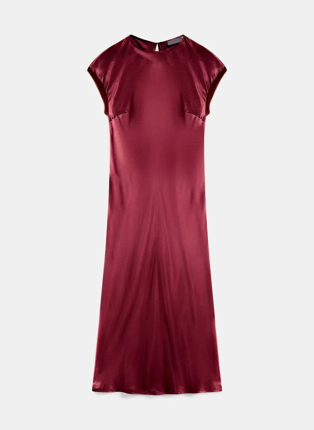 Casual Style Crew Neck Satin Midi Dress