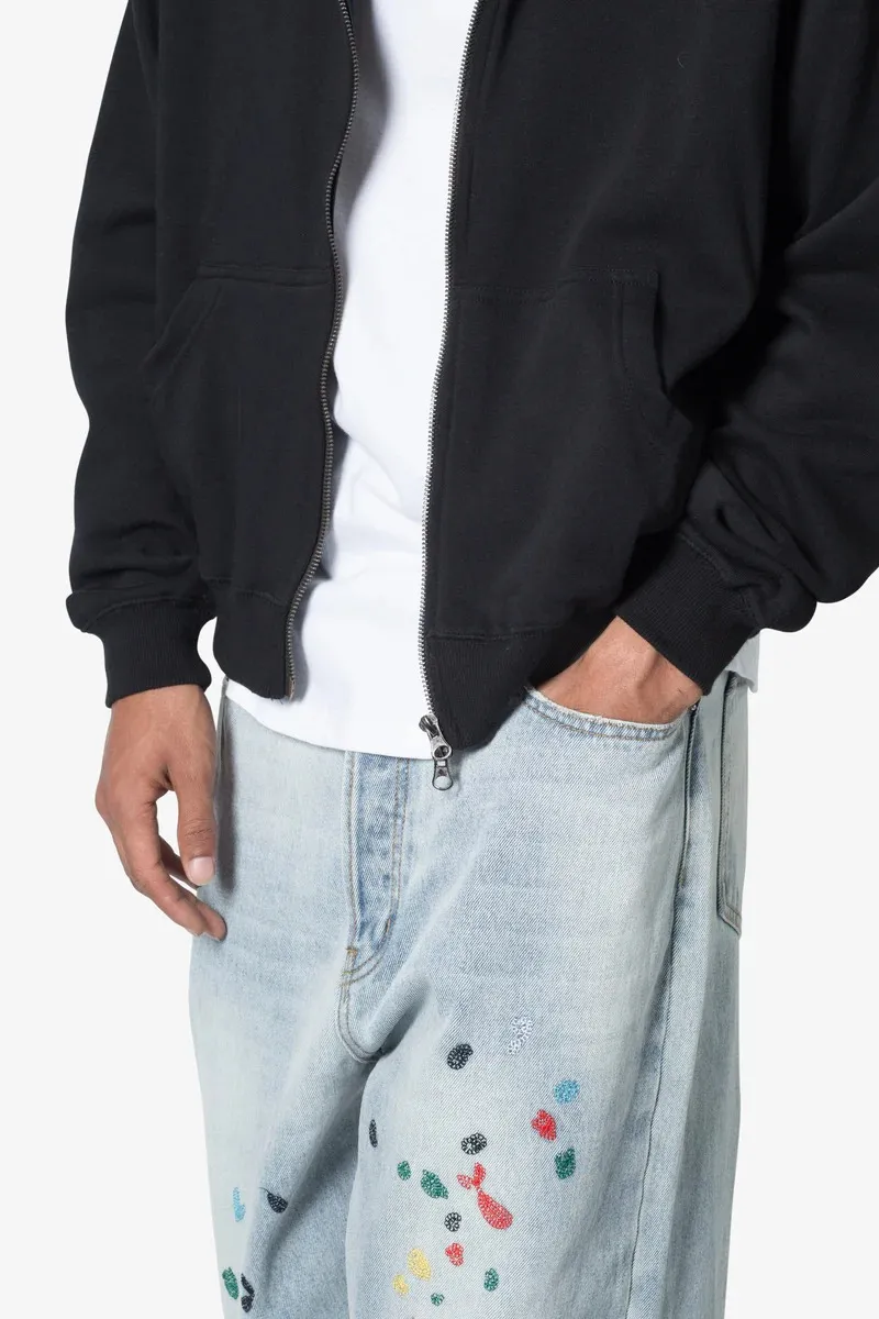 JET BLACK BASIC ZIP UP HOODIE