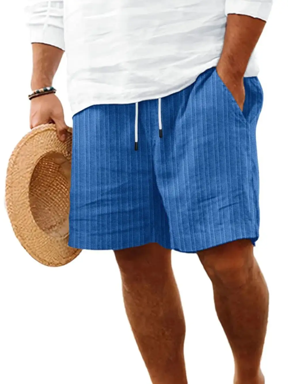 Drawstring Cotton Blend Casual Shorts