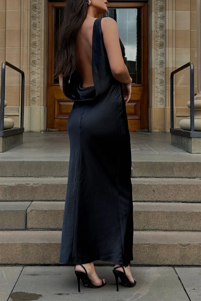 Black V-Neck Maxi Dress