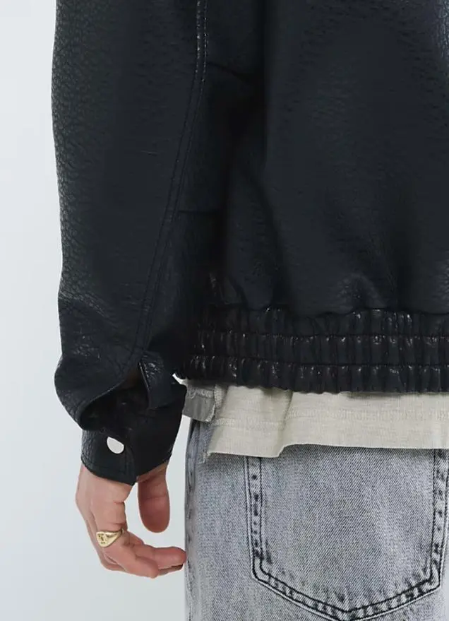 Men's Stylish Black Leather Jacket With Hood