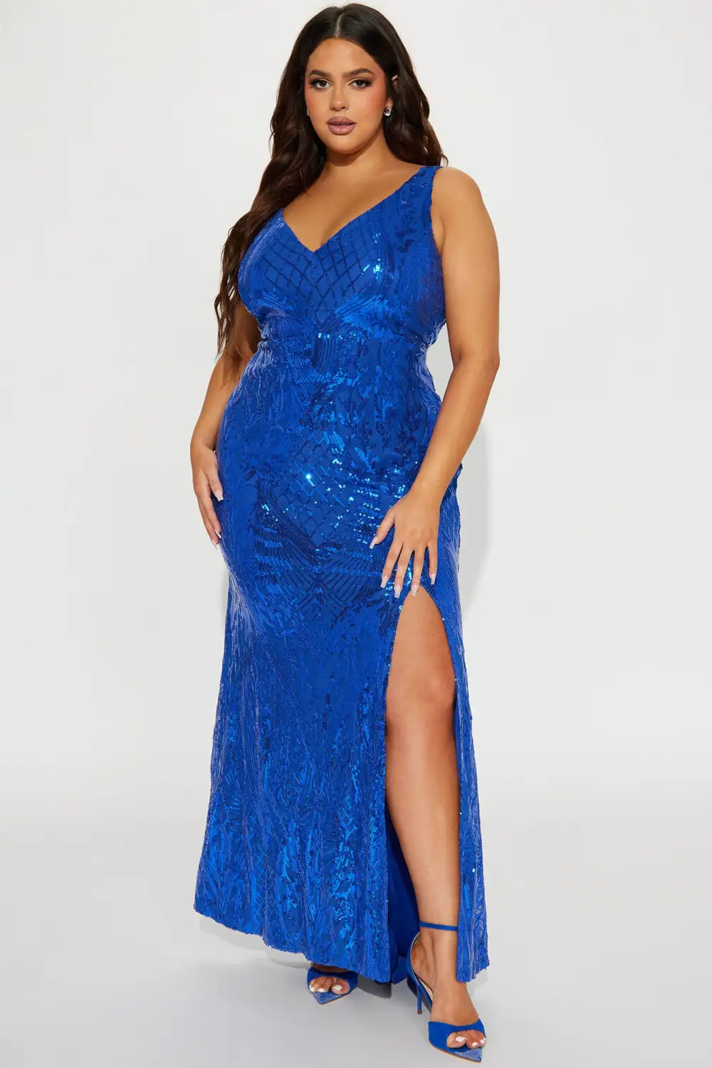 Diva On The Move Sequin Maxi Dress - Royal