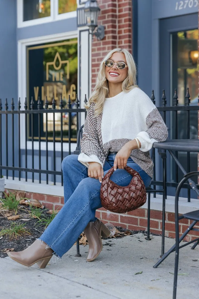 Sweet Autumn Cream Colorblock Sweater