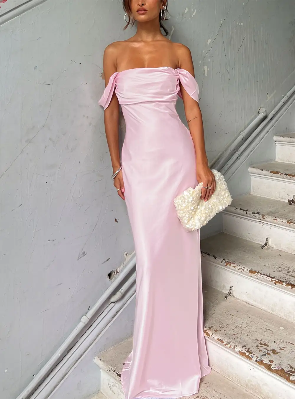 Easy Movement Off Shoulder Maxi Dress
