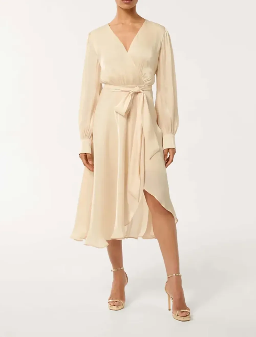 Petite Metallic Wrap Midi Dress