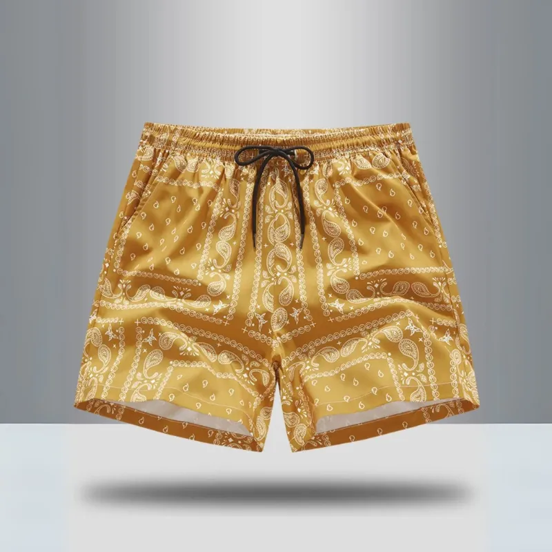 Men's Paisley Print Athletic Shorts
