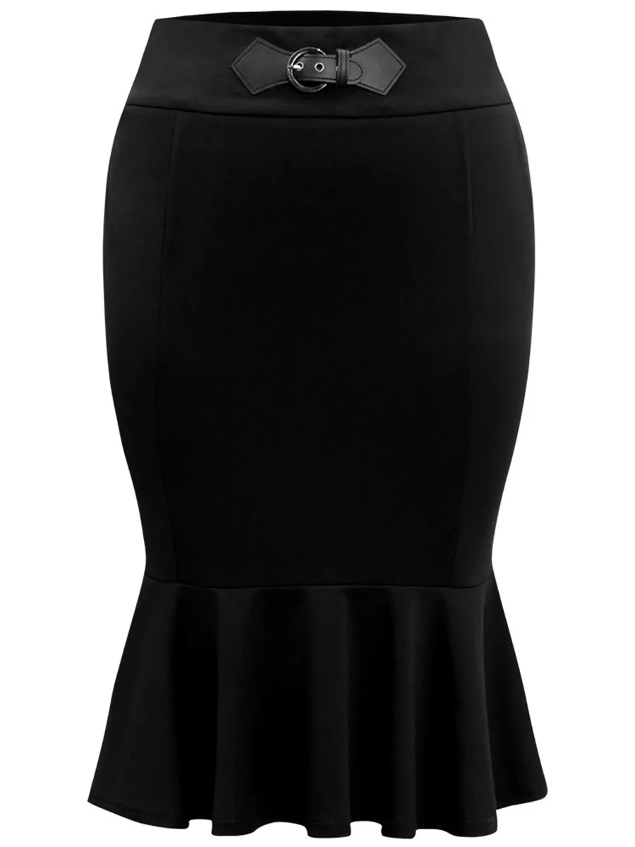 Black Fishtail Skirt Half Skirt