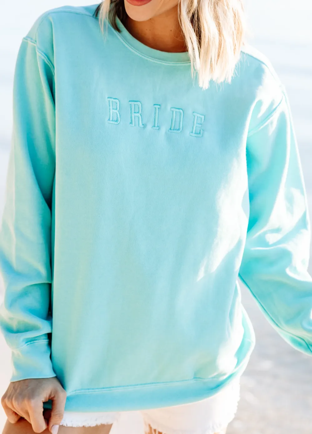 Comfort Colors: Bride Chalky Mint Embroidered Sweatshirt