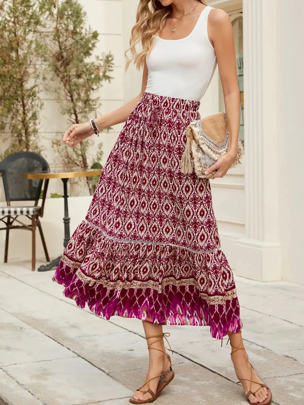 Bohemian Printed Maxi Skirt