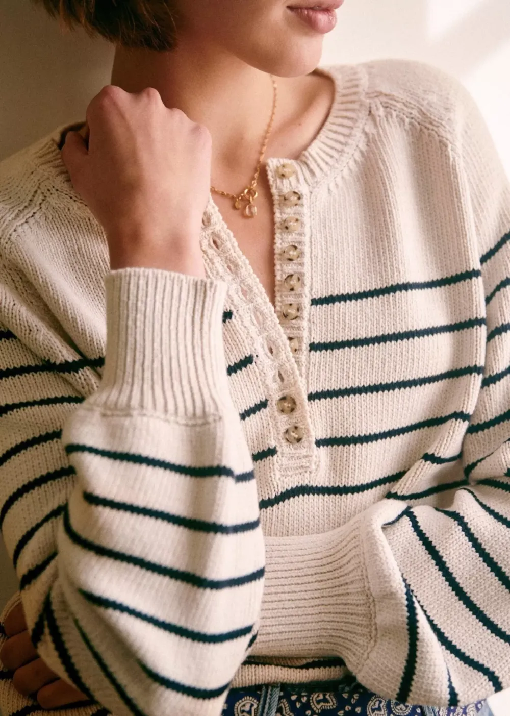 Striped V-Neck Navy Sweater