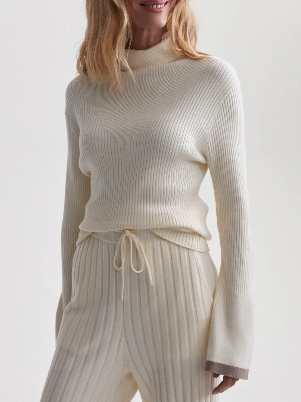 Rib Knit High-Neck Top