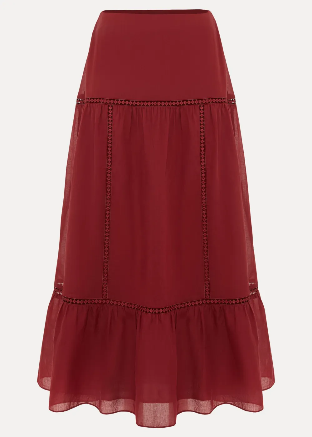 Red Casual Double-Layered Half Skirt