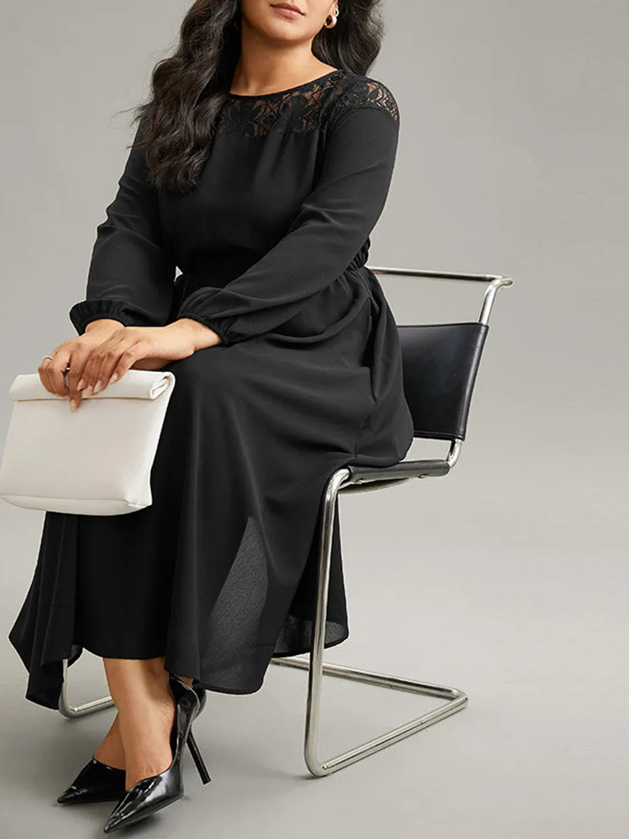 Lace Patchwork Plus-Size Women's Dress