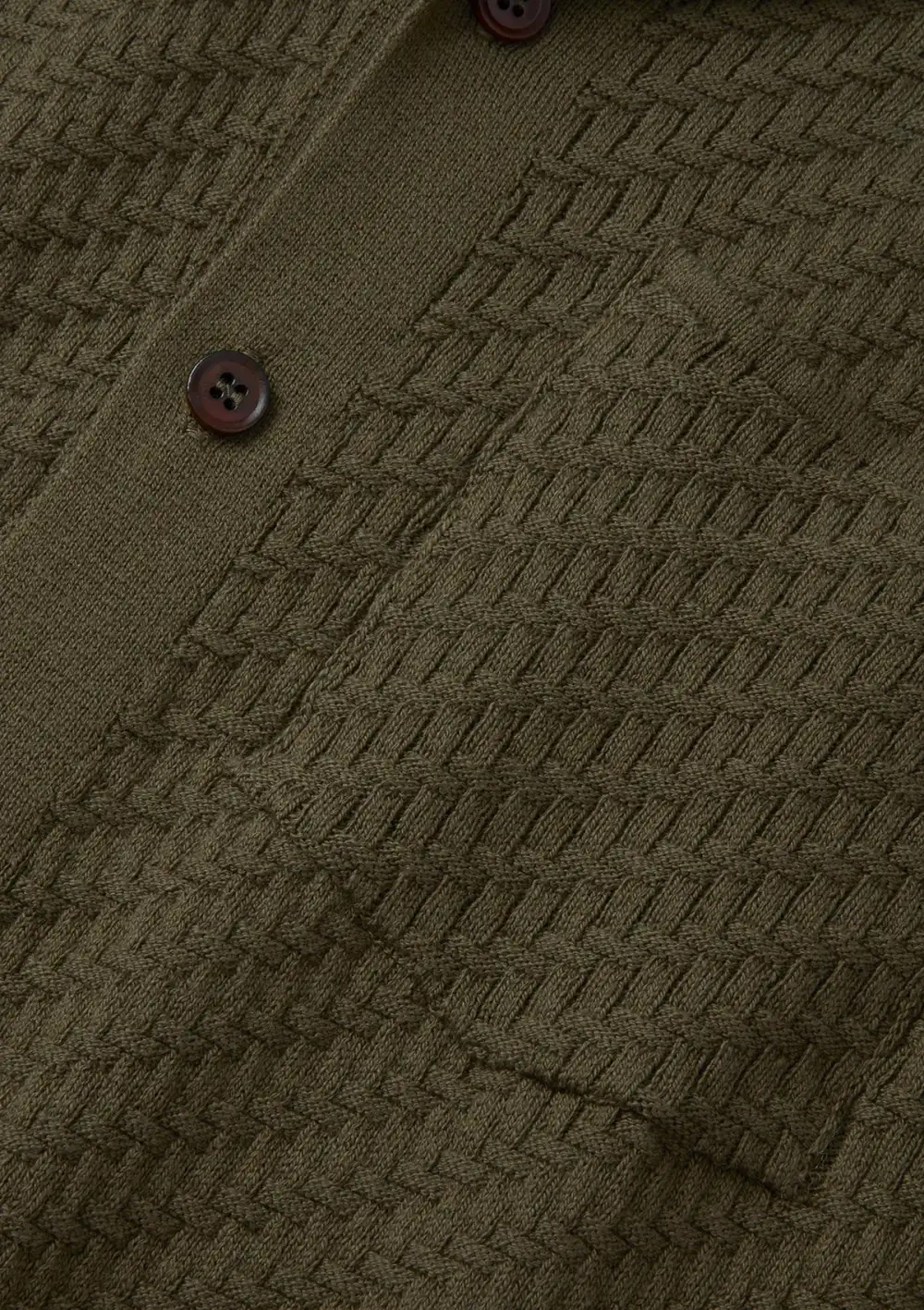 Olive Green Herringbone Knit Polo