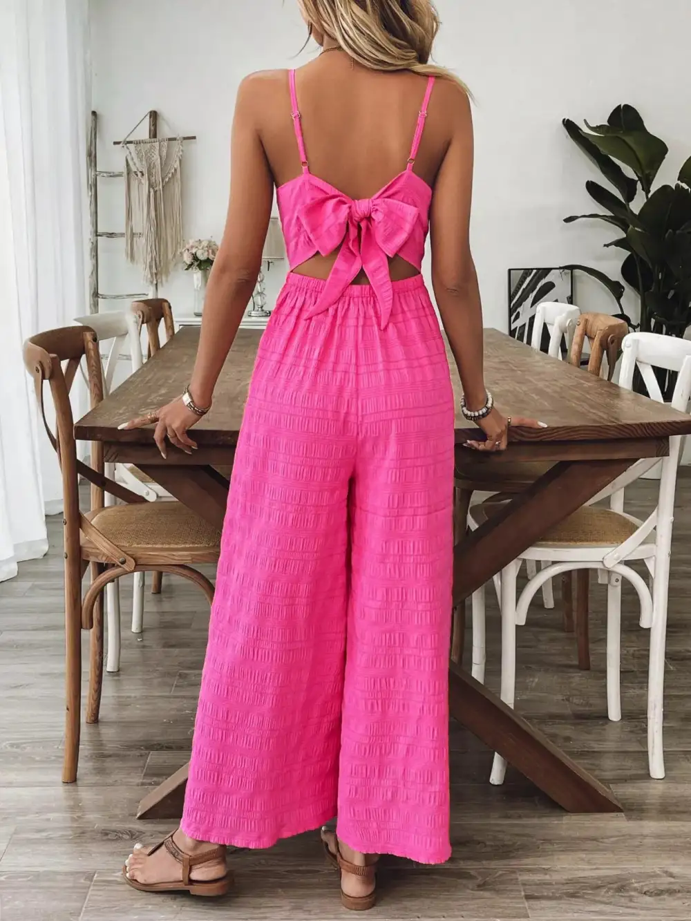 Bow Back Wide Leg Jumpsuit