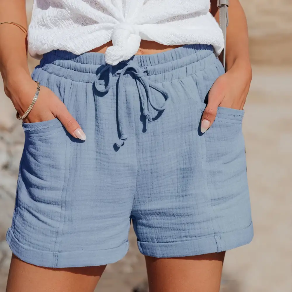 Drawstring Rolled Hem Shorts