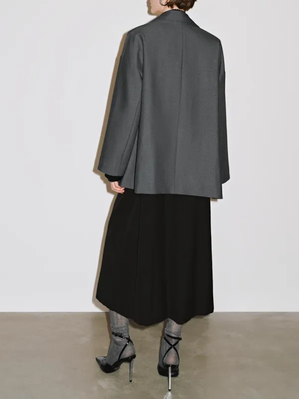 Lady's Grey Suit With A Loose British-Style Coat