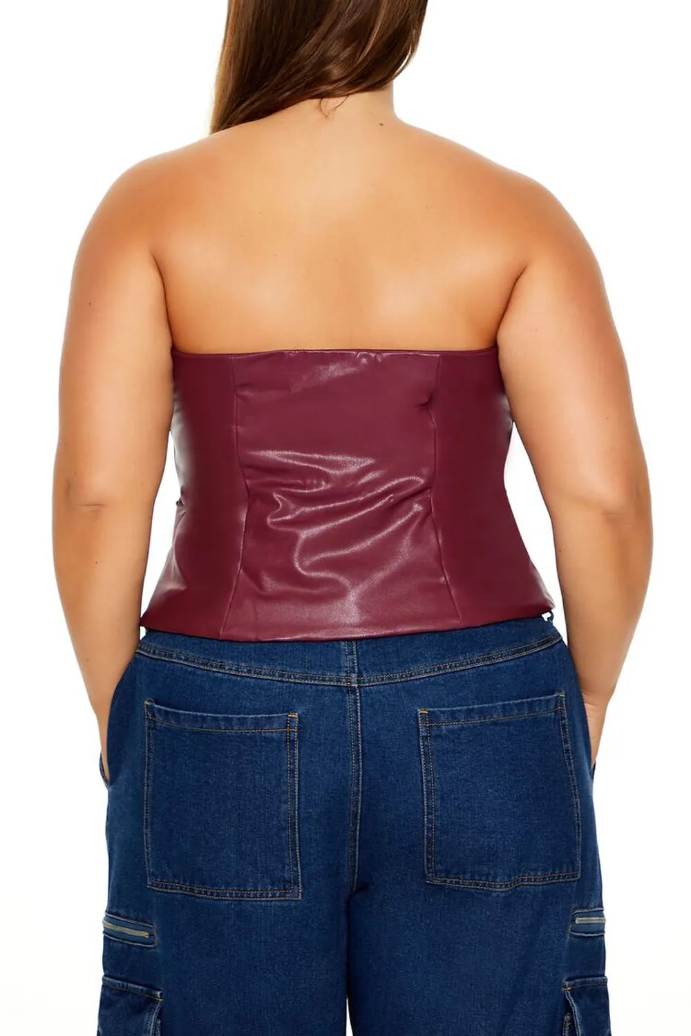 Plus Size Faux Leather Tube Top