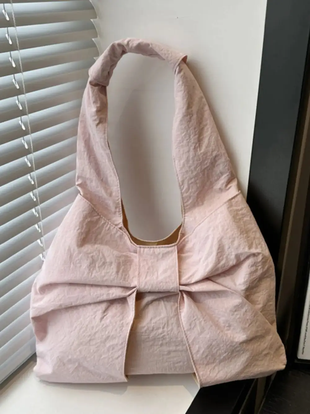 Bow Accent Ruched Shoulder Bag