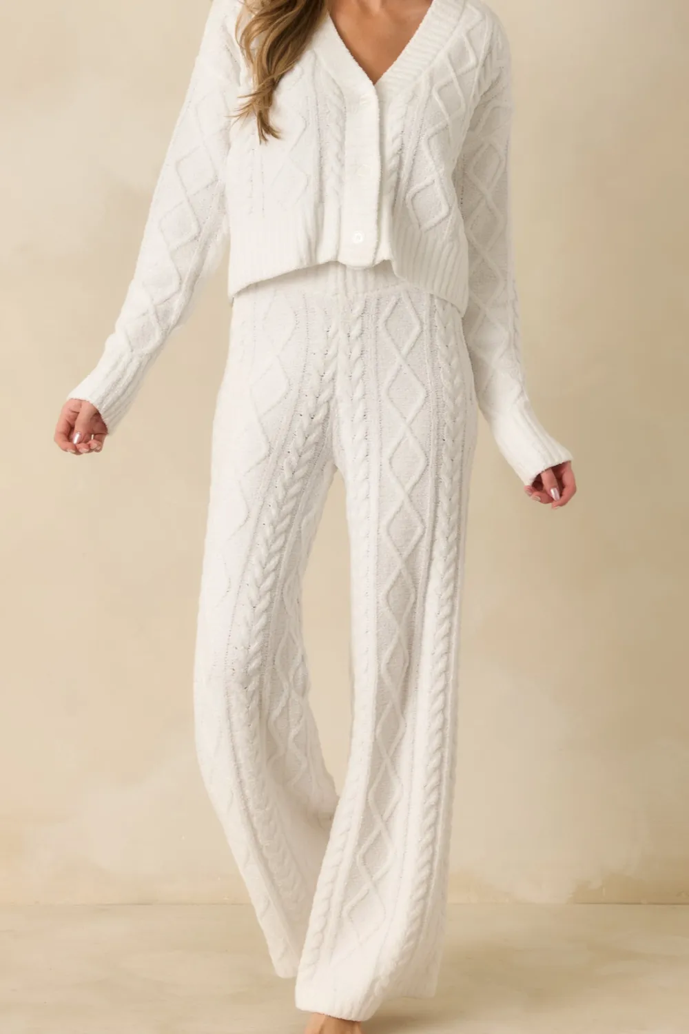 Cable Knit Wide Leg Pants