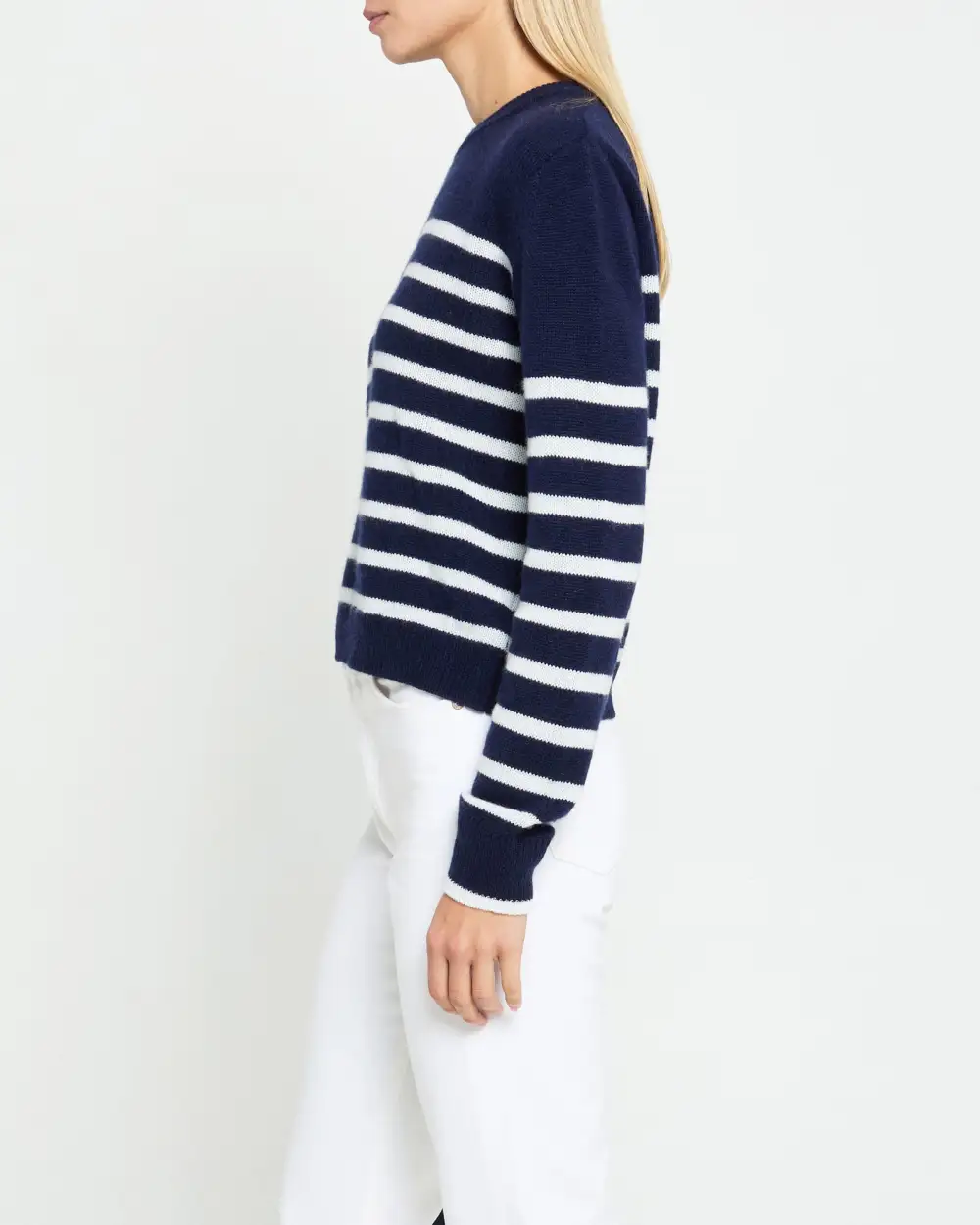 White Stripe Cashmere Sweater