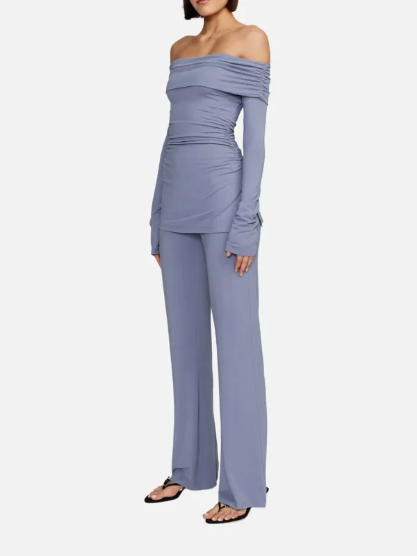 Slit Plain Straight Pants