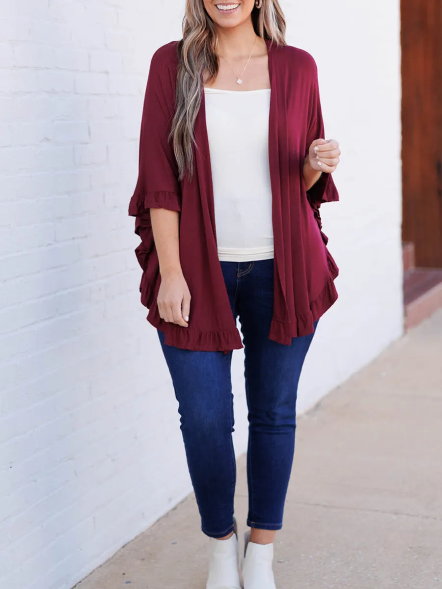 Wooden Ear Edge Circular Hem Cardigan