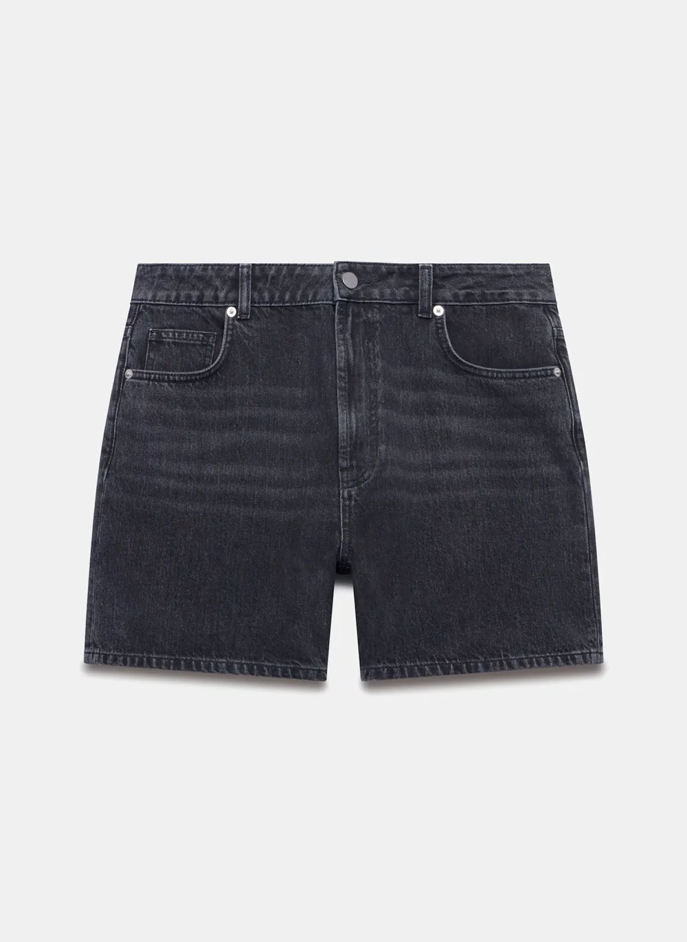 Casual Style Washed Black Denim Shorts