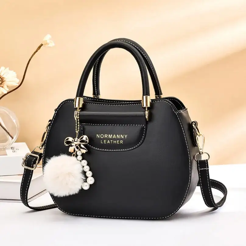 Elegant Panelled PU Tote Bag Feather Embellishments