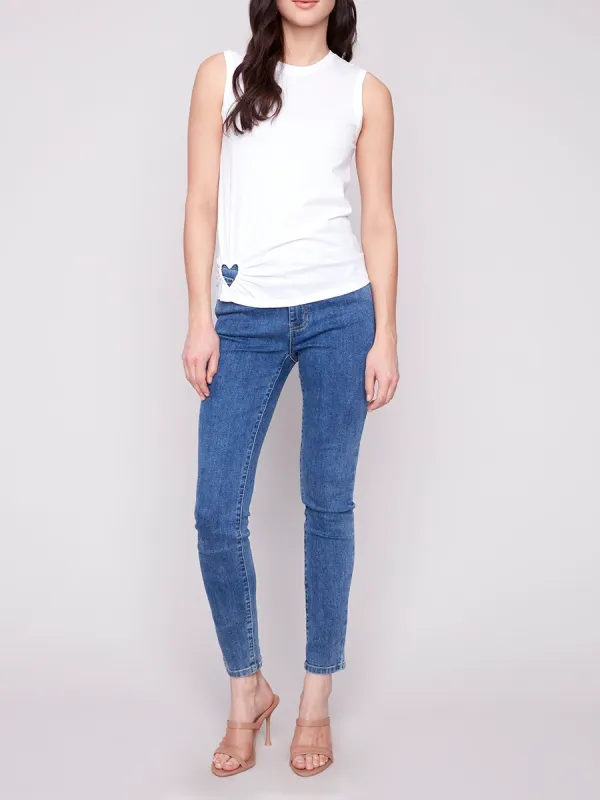 Cotton Round Neck Heart Hollow Vest