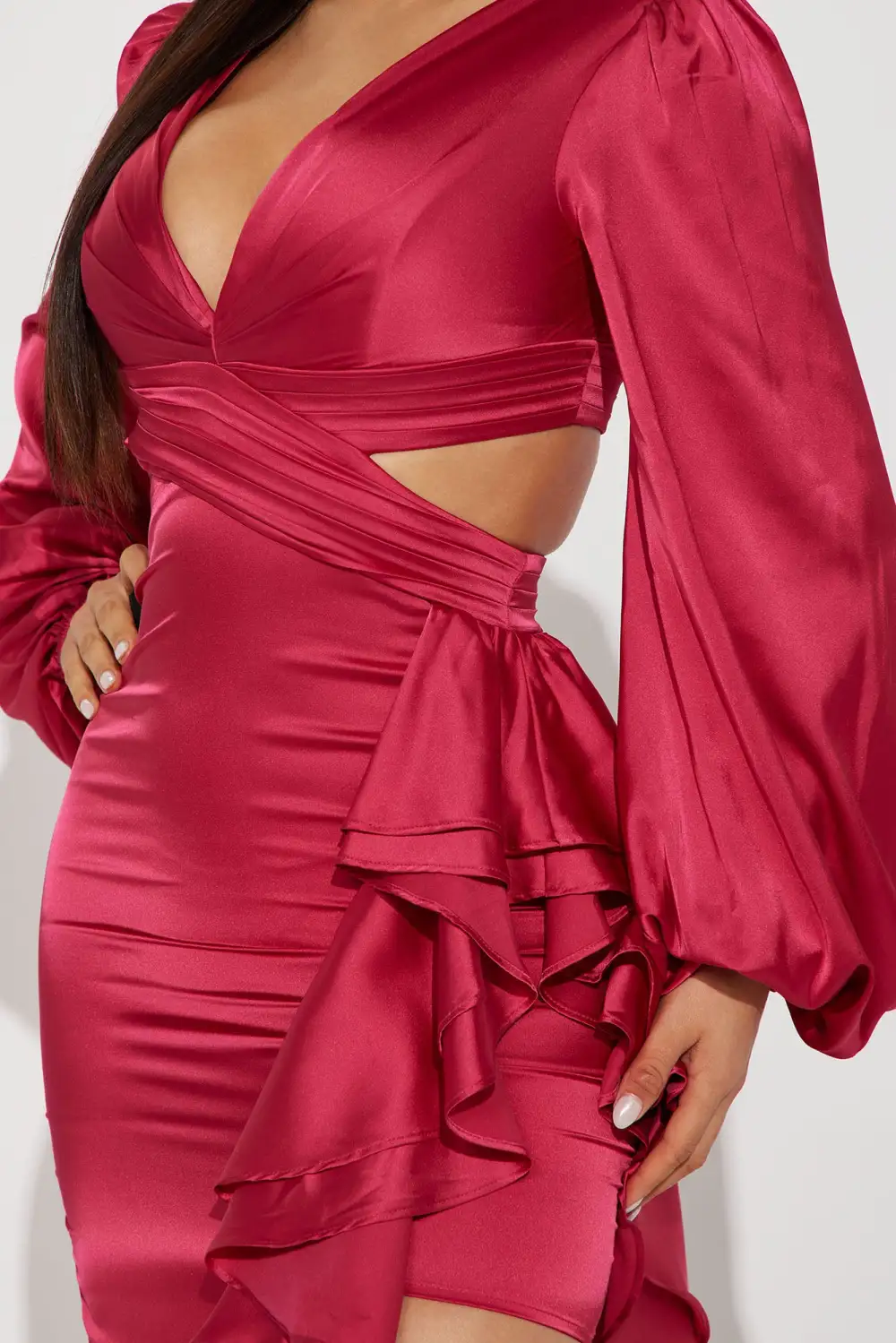 London Ruffle Maxi Dress - Raspberry