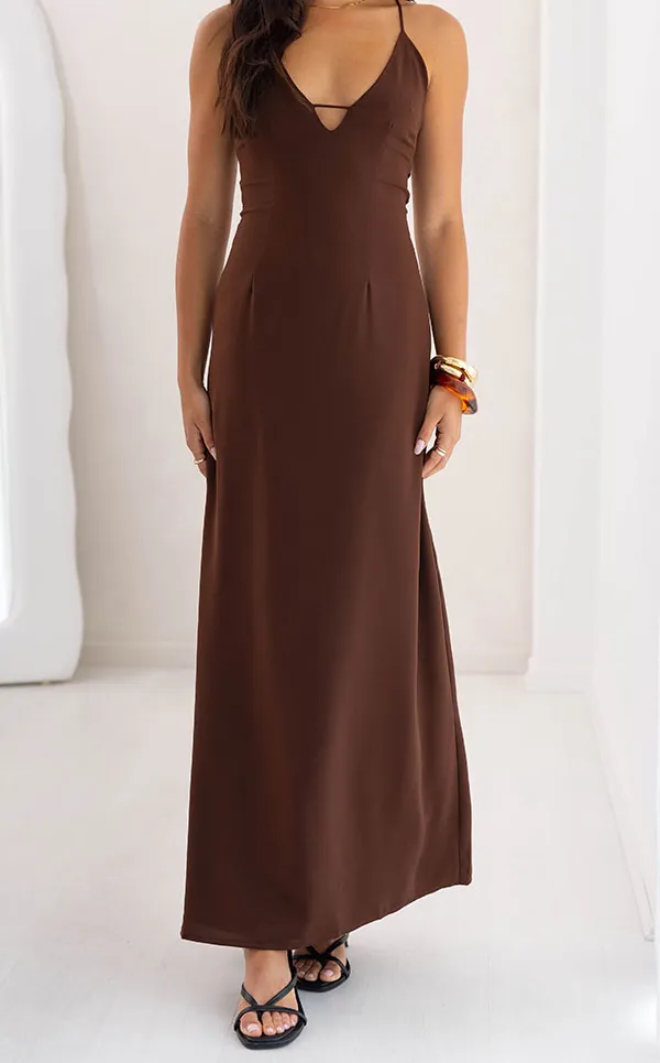 Neck Bodycon Maxi Dress