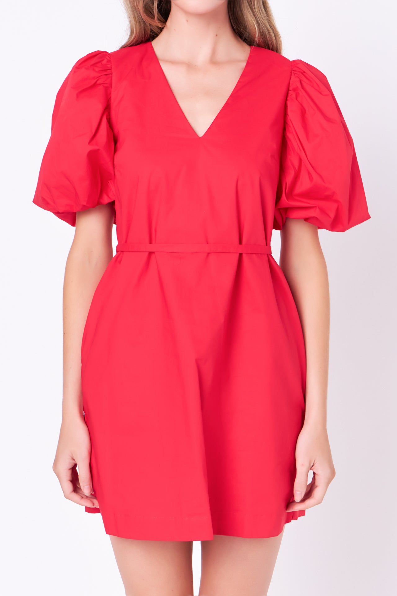 Puff Sleeve A-line Shift Mini Dress