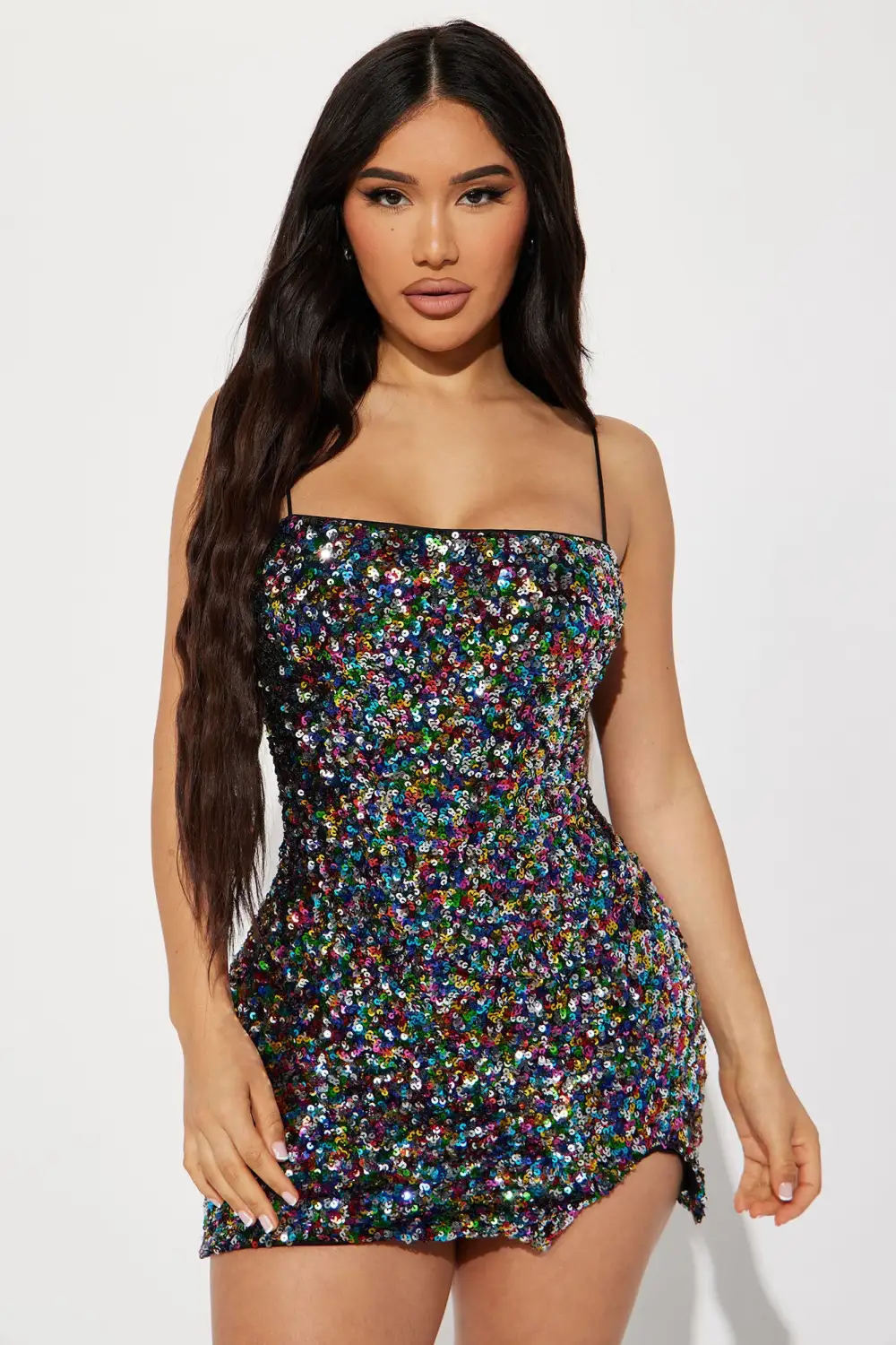 Poppy Sequin Mini Dress - Black/combo