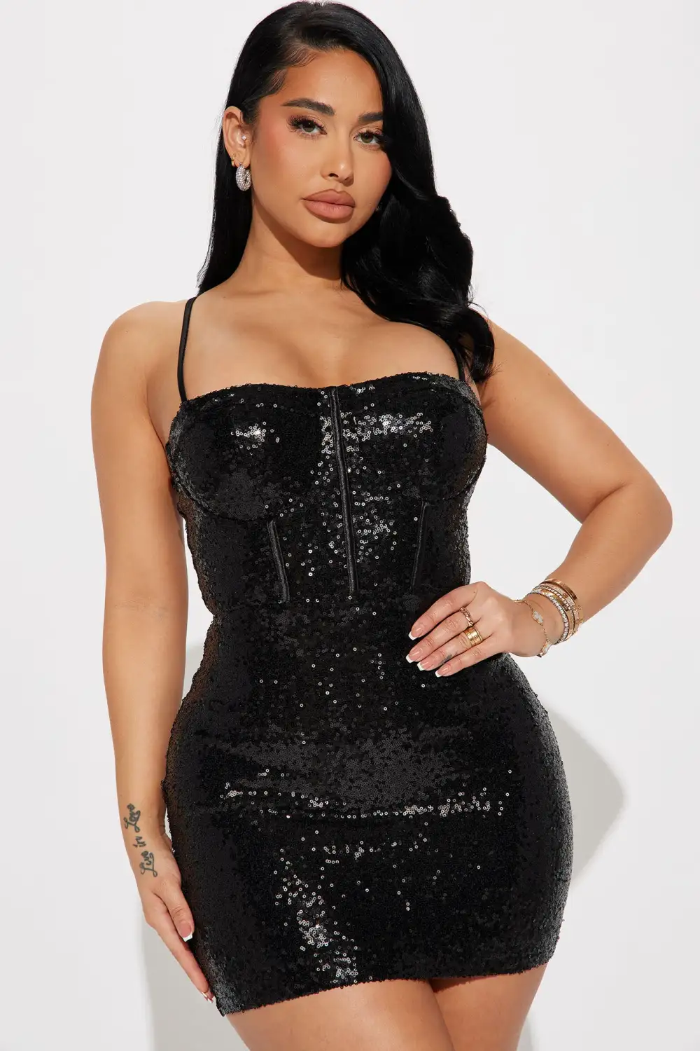 Laura Sequin Mini Dress - Black