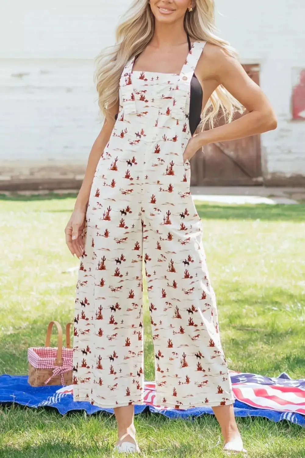 Button Front Western Jumpsuit