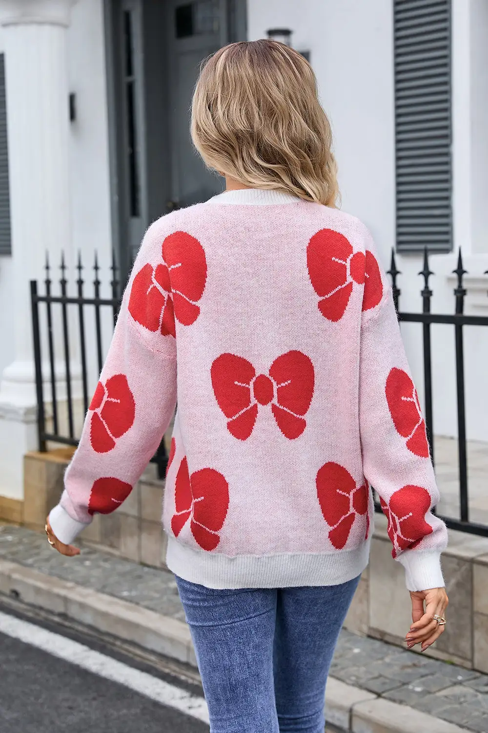 Women Loose Bow Pullover Sweater