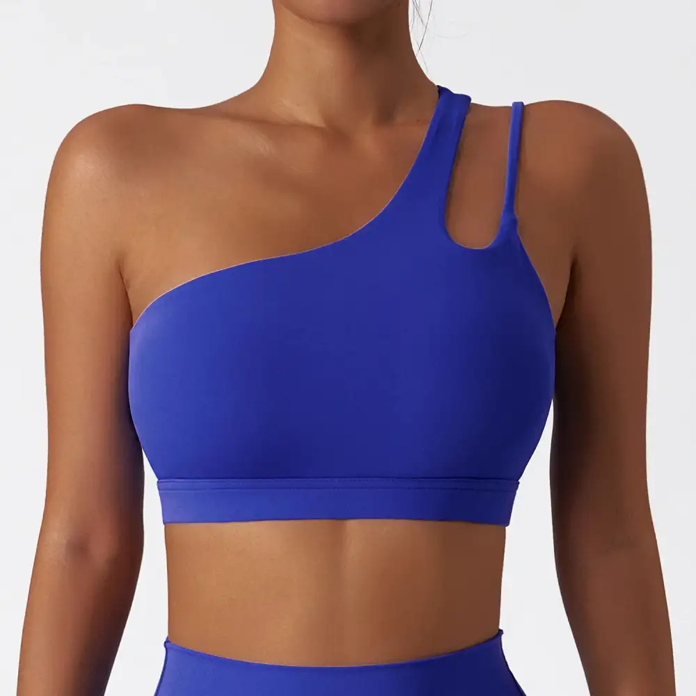 One-Shoulder Sports Bra with Decorative Straps