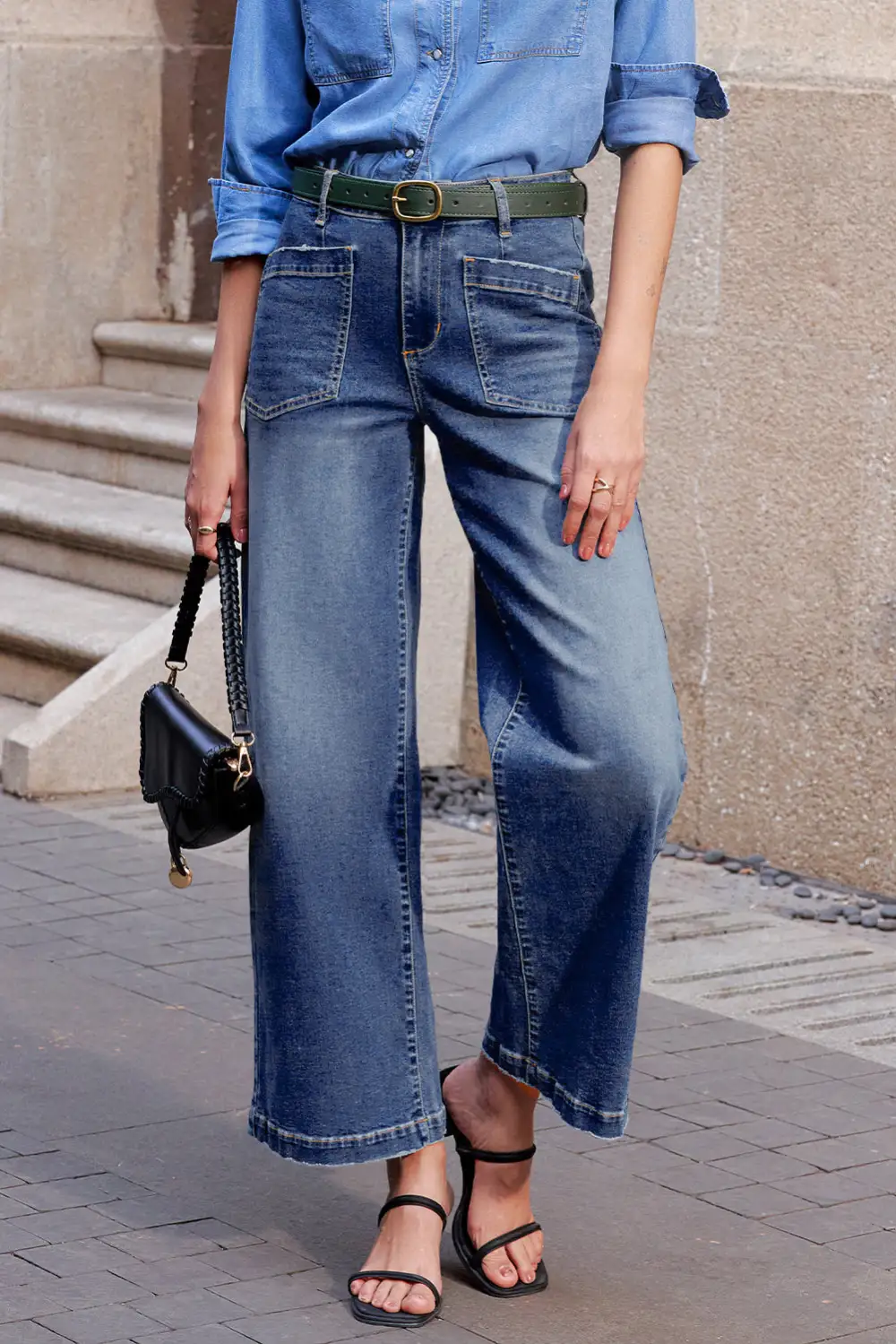 Patch Pocket Bluing Mimimalist Shift Jeans