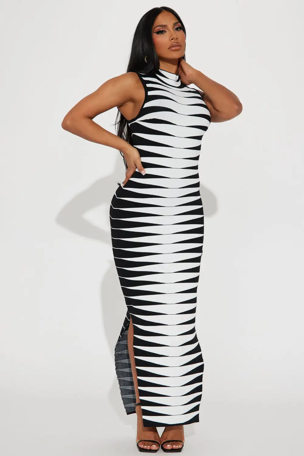 Jessie Bandage Maxi Dress - Black/White