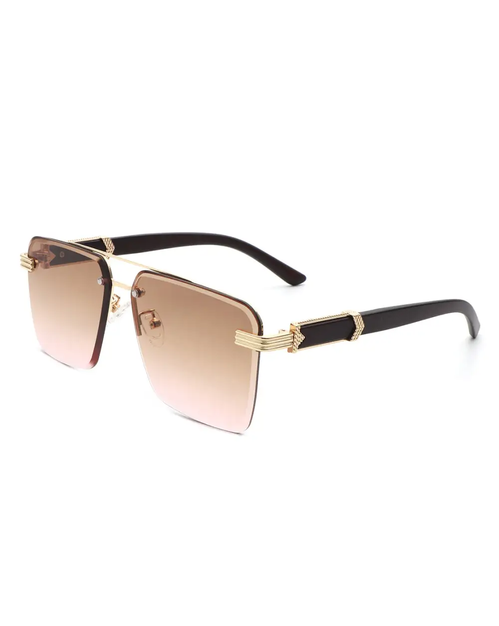 Structured Square Rimless Frame Sunglasses