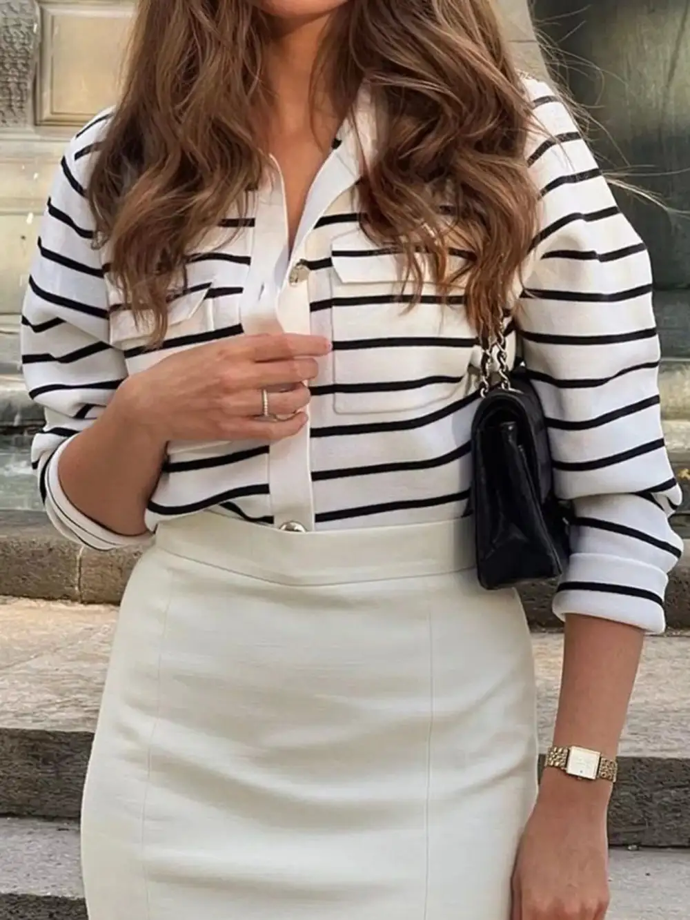 Striped Button Down Knit Cardigan